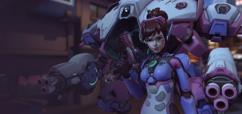 D.Va is armed with two machine guns with unlimited ammunition, missiles, and a protective matrix that absorbs projectiles. 