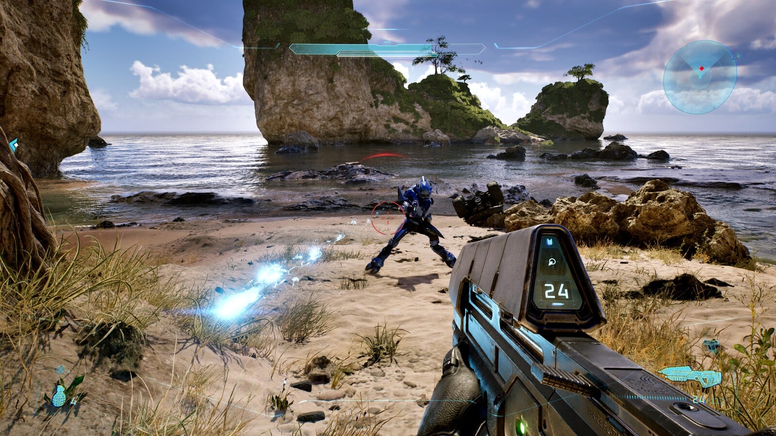 Halo Campaign Evolved co-op combat inside Forerunner structure