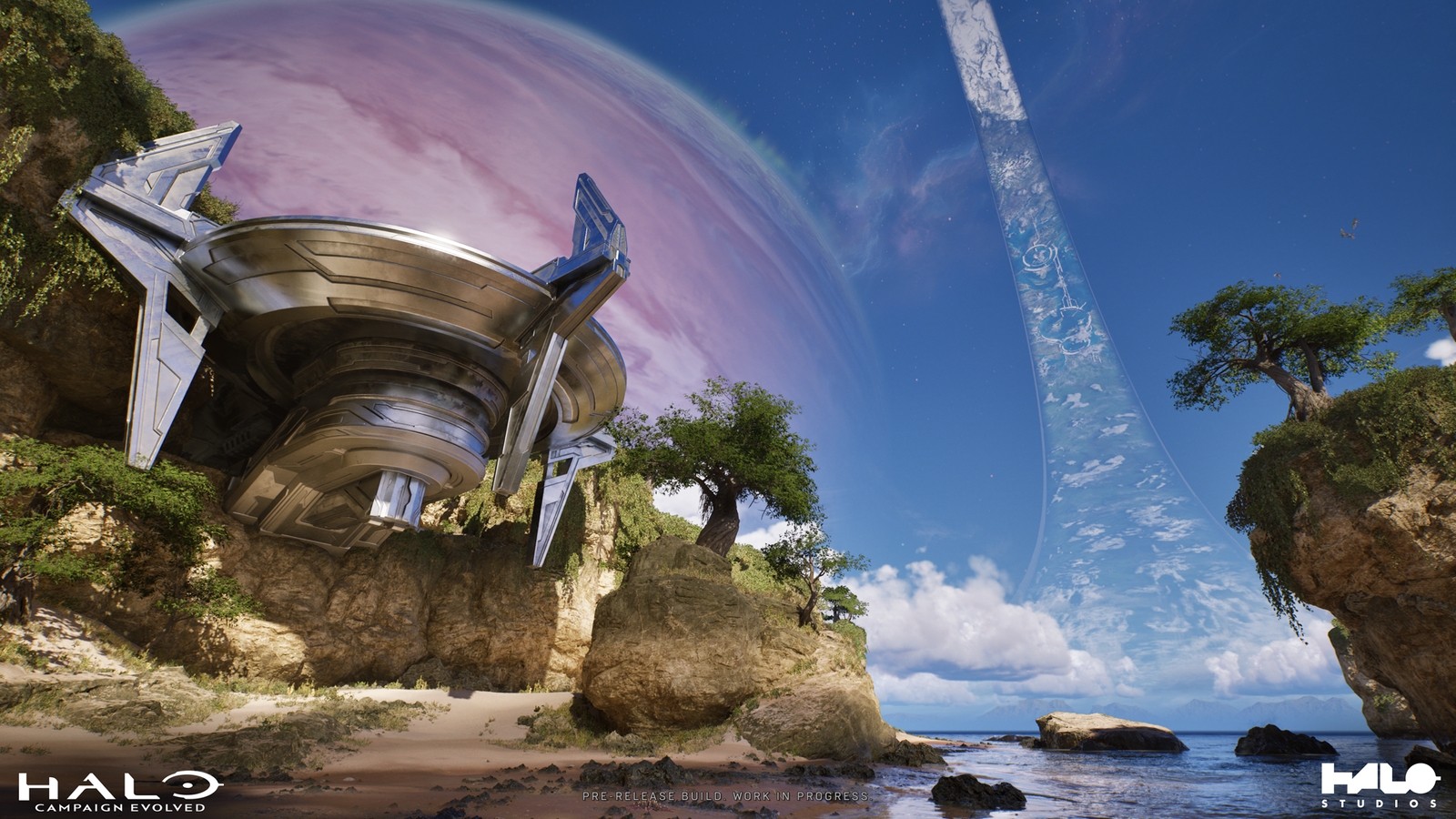 Master Chief deploying from Pelican dropship in Halo Campaign Evolved